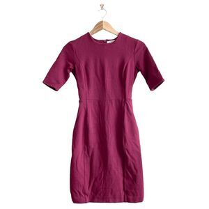 Babaton Womens Jewel Neck Ponte Knit Stretch Sheath Dress Burgundy Size 0